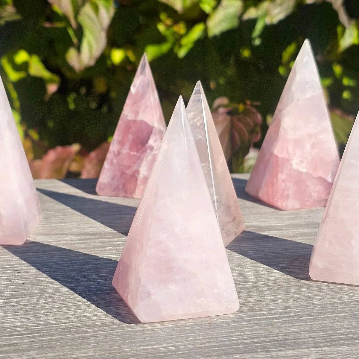 Unique Tall Rose Quartz Crystal Pyramids