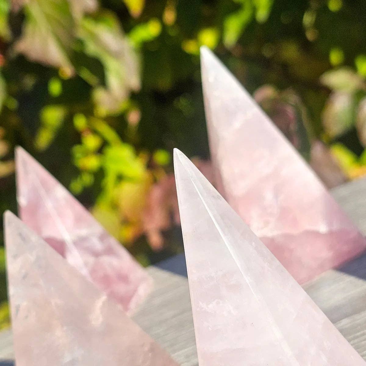 Unique Tall Rose Quartz Crystal Pyramids