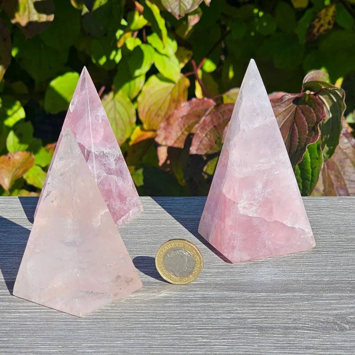 Unique Tall Rose Quartz Crystal Pyramids
