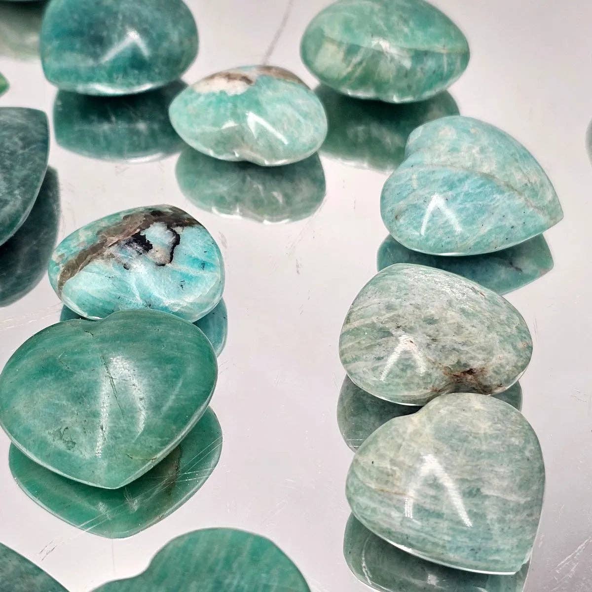 Amazonite Crystal Pocket Hearts - Soothing, Communication, and Truth
