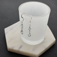 Sterling Silver Double Drop Marquise Blue Topaz Earrings