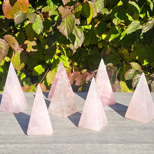 Unique Tall Rose Quartz Crystal Pyramids