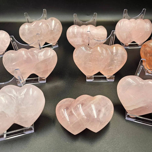 Double Rose Quartz Crystal Heart