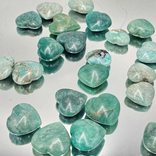 Amazonite Crystal Pocket Hearts - Soothing, Communication, and Truth