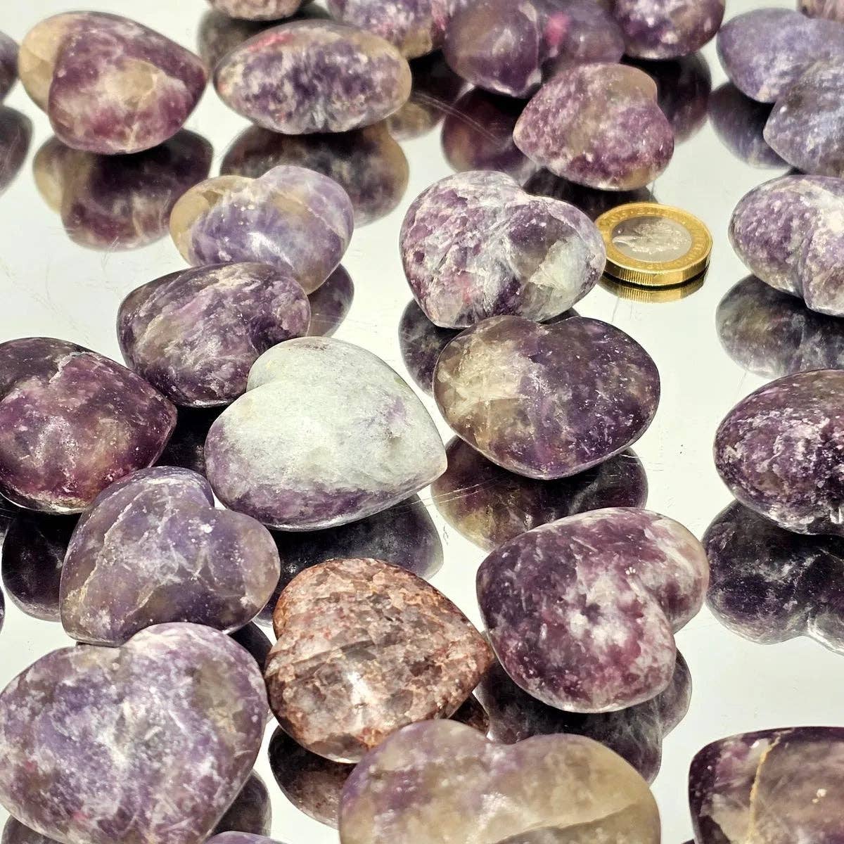 Lepidolite Crystal Pocket Hearts