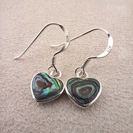 Sterling Silver Abalone Heart Drop Earrings