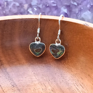Sterling Silver Abalone Heart Drop Earrings