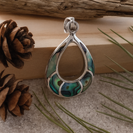 Sterling Silver Large Abalone Shell Pendant Necklace – 18” Trace Chain