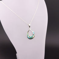 Sterling Silver Large Abalone Shell Pendant Necklace – 18” Trace Chain