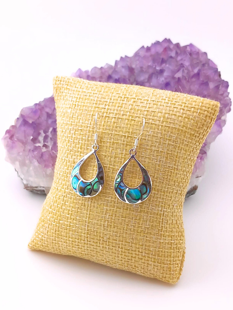 Sterling Silver Abalone Teardrop Drop Earrings