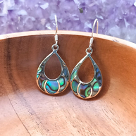 Sterling Silver Abalone Teardrop Drop Earrings