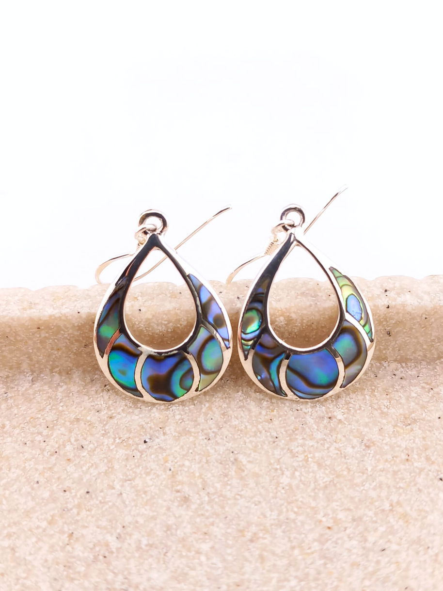 Sterling Silver Abalone Teardrop Drop Earrings