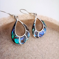 Sterling Silver Abalone Teardrop Drop Earrings