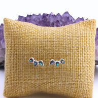 Sterling Silver Abalone Three Stone Stud Earrings