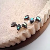 Sterling Silver Abalone Three Stone Stud Earrings