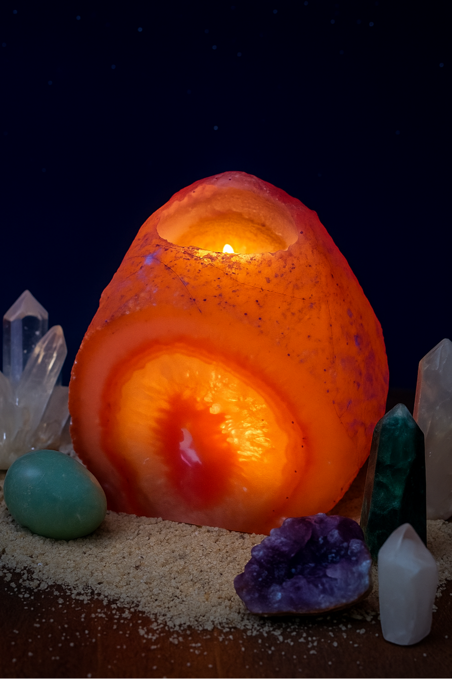 Pink Agate Tealight Candle Holder