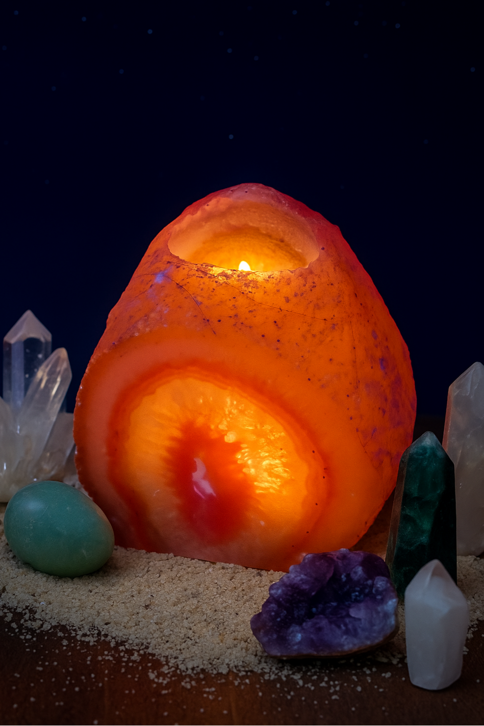 Pink Agate Tealight Candle Holder