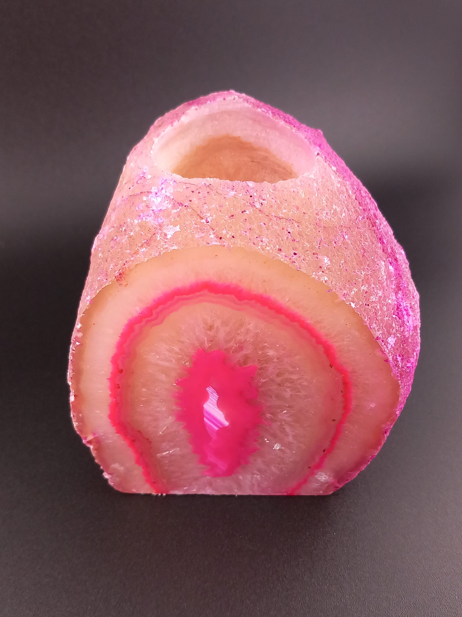 Pink Agate Tealight Candle Holder
