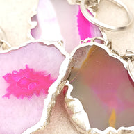 Pink Agate Slice Keyring