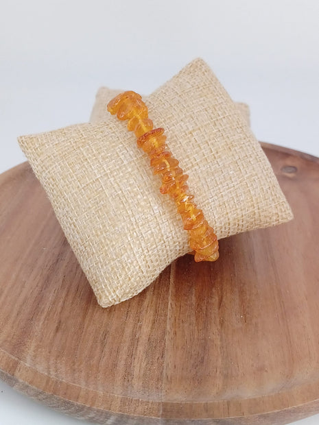 Natural Amber Chip Stretch Bracelet