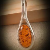 Sterling Silver Amber Twist Pendant Necklace – 18” Trace Chain