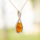 Sterling Silver Amber Twist Pendant Necklace – 18” Trace Chain