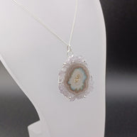 Sterling Silver Amethyst Druzy Stalactite Pendant Necklace – 18” Curb Chain