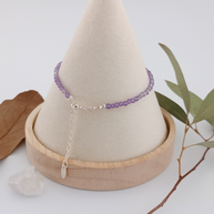 Fine Beaded Amethyst and Sterling Silver Bracelet