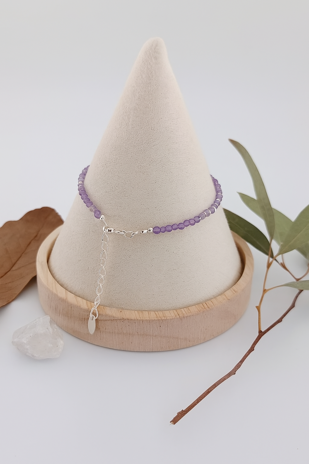 Fine Beaded Amethyst and Sterling Silver Bracelet