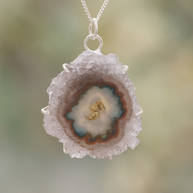 Sterling Silver Amethyst Druzy Stalactite Pendant Necklace – 18” Curb Chain