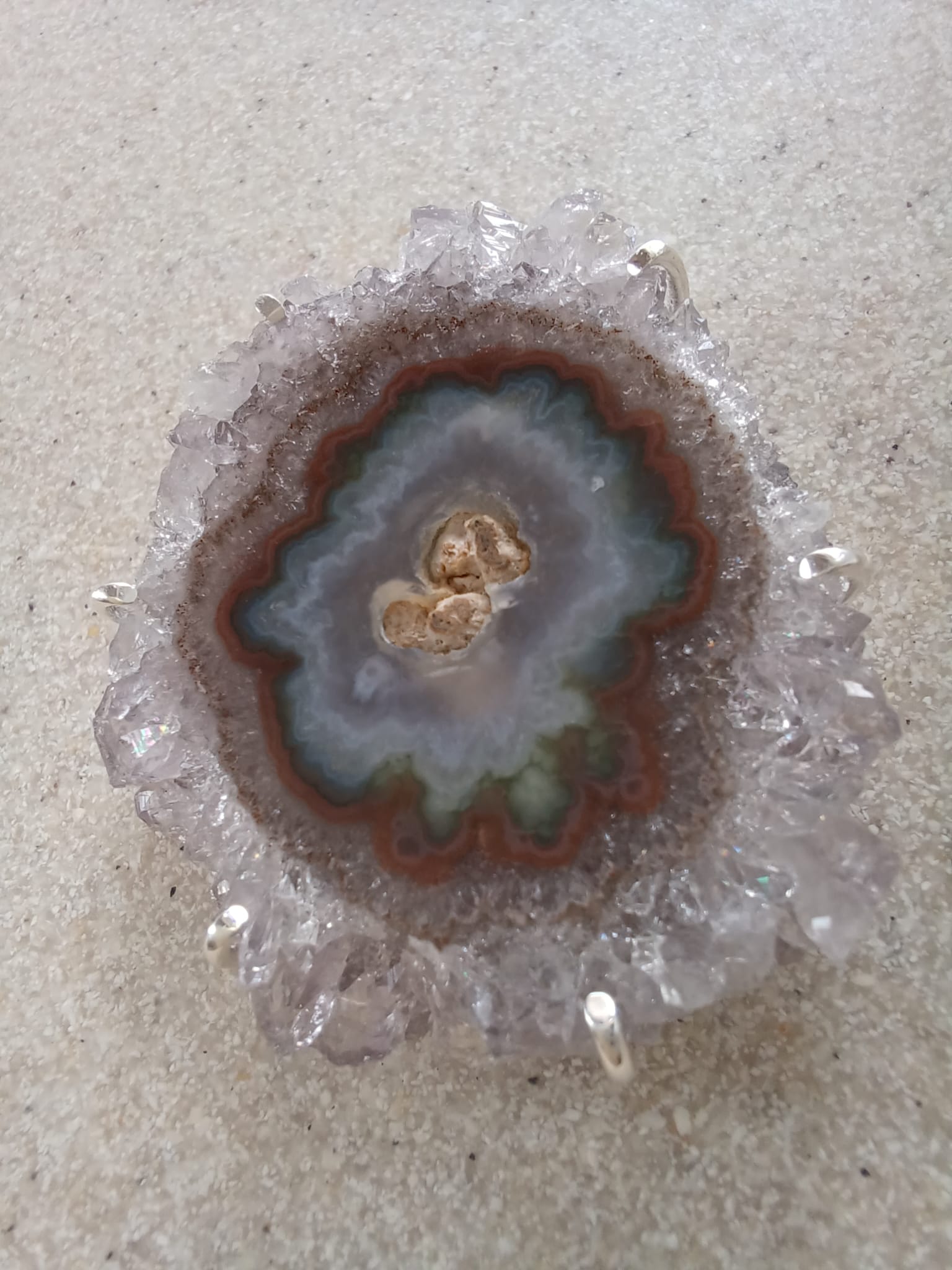 Sterling Silver Amethyst Druzy Stalactite Pendant Necklace – 18” Curb Chain