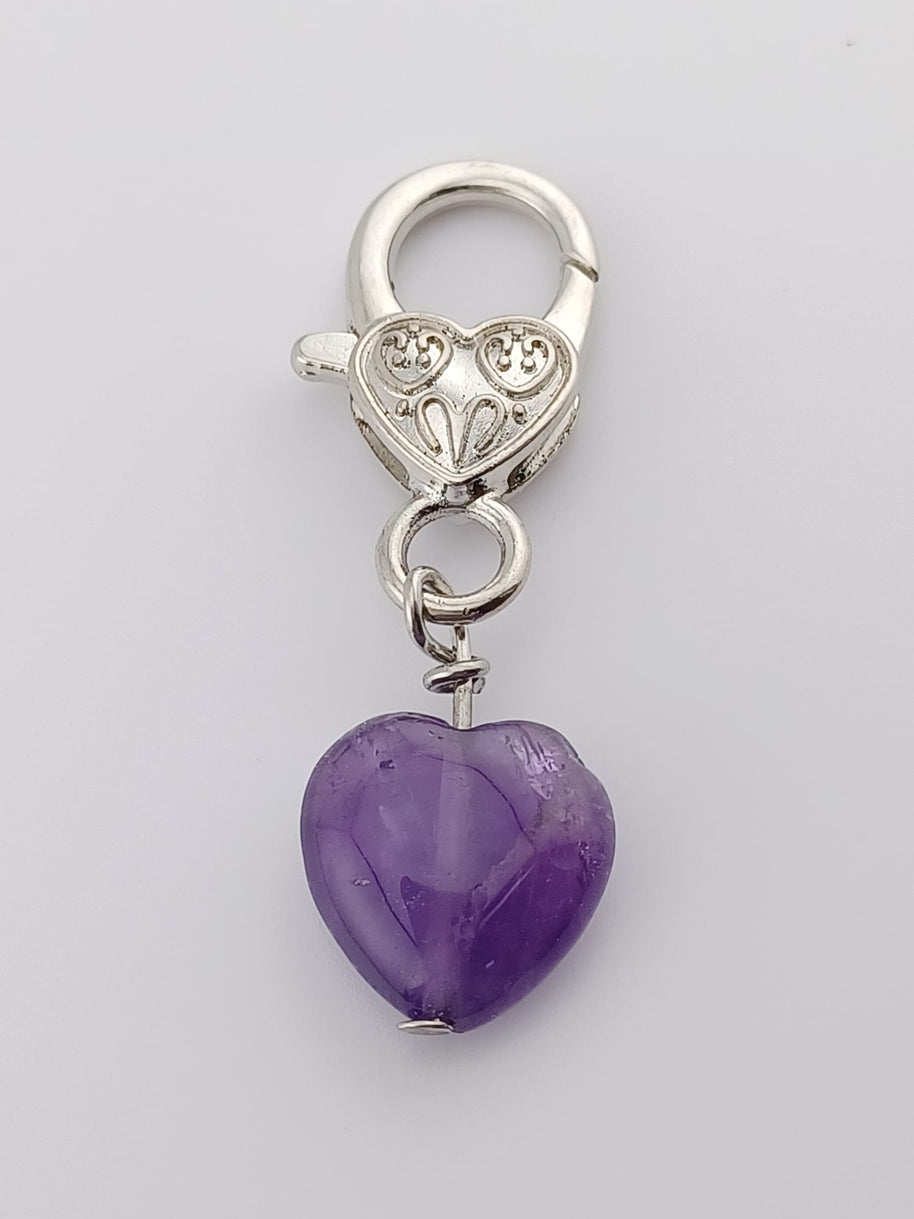 Amethyst Heart Crystal Pet Charm