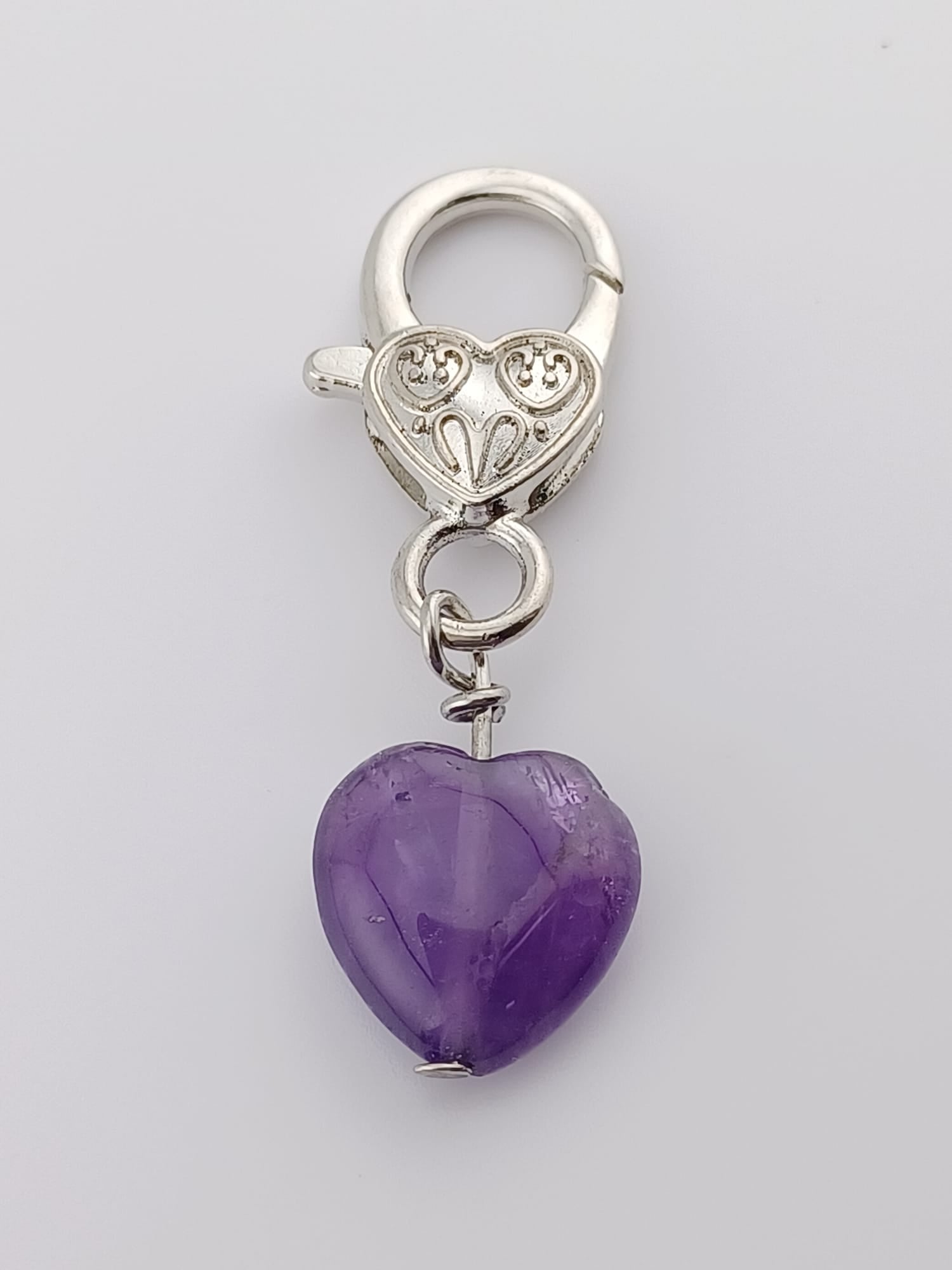 Amethyst Heart Crystal Pet Charm