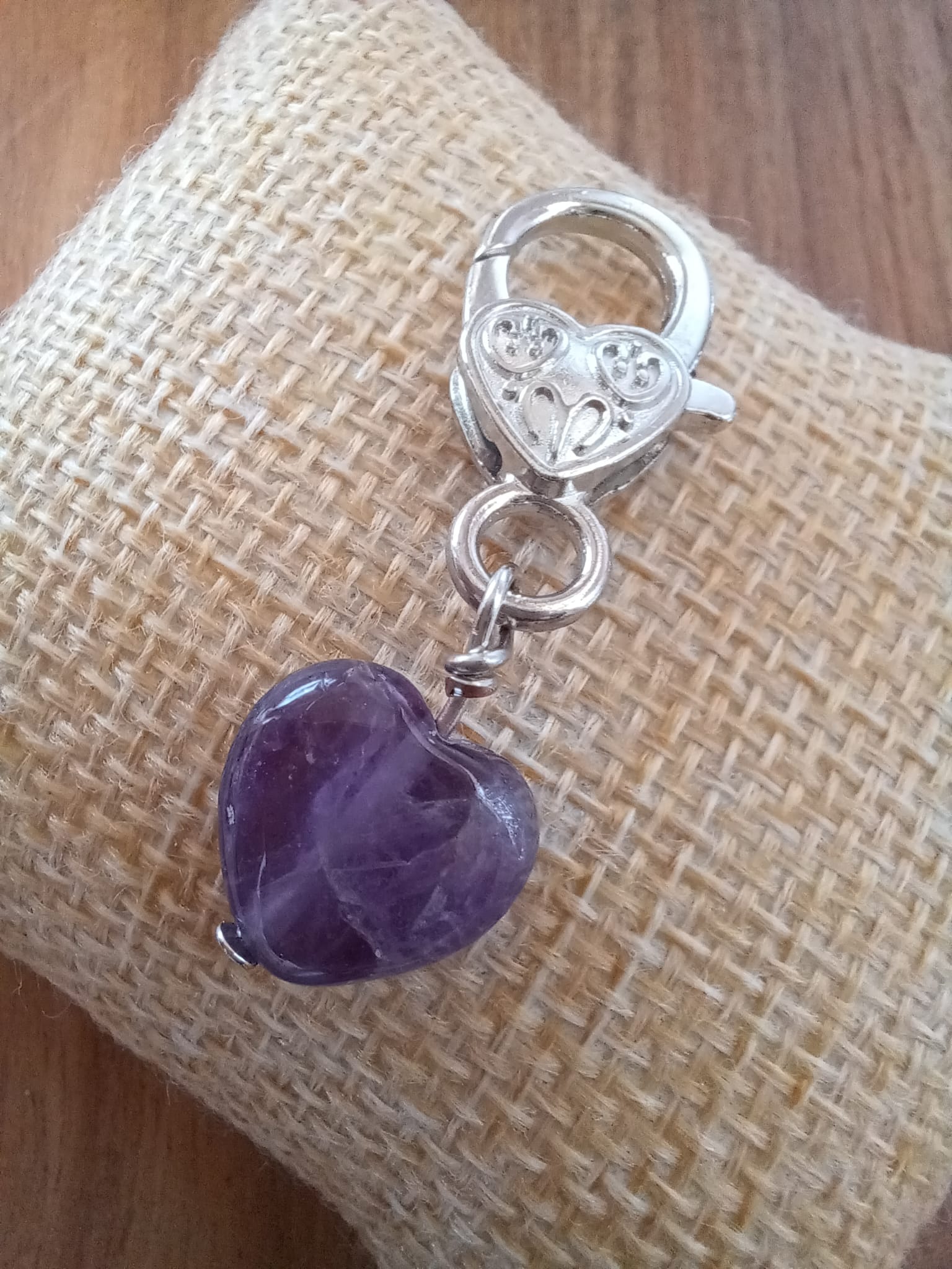 Amethyst Heart Crystal Pet Charm
