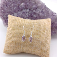 Sterling Silver Faceted Amethyst Inverted Teardrop Earrings