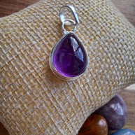 Sterling Silver Amethyst Teardrop Pendant Necklace – 18” Trace Chain
