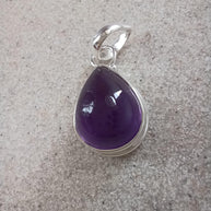 Sterling Silver Amethyst Teardrop Pendant Necklace – 18” Trace Chain
