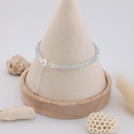 Aquamarine and Sterling Silver Square Bead Bracelet