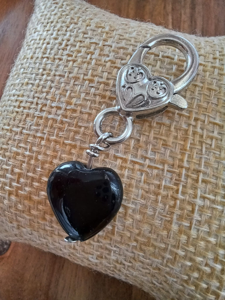 Black Obsidian Heart Crystal Pet Charm