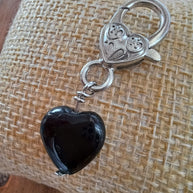 Black Obsidian Heart Crystal Pet Charm