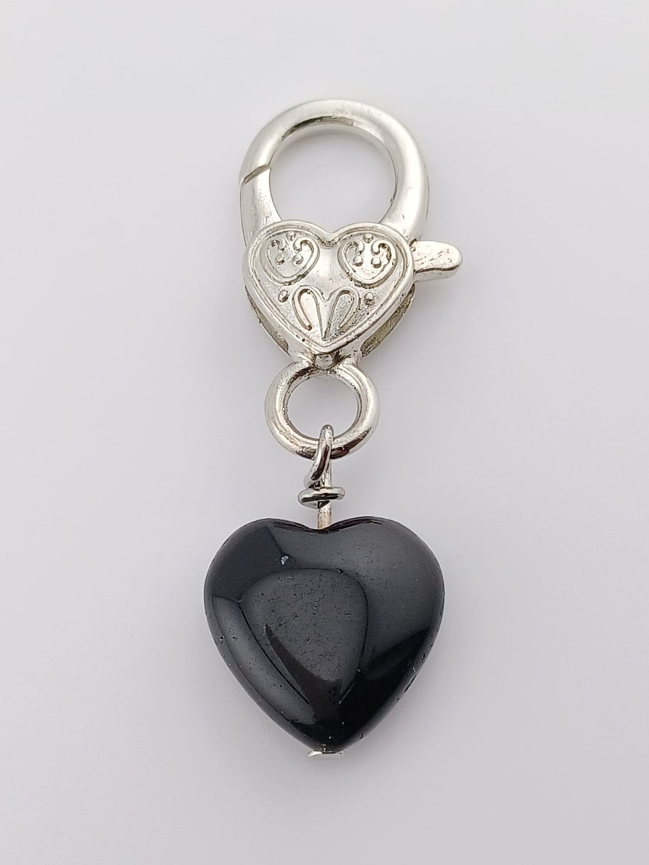 Black Obsidian Heart Crystal Pet Charm