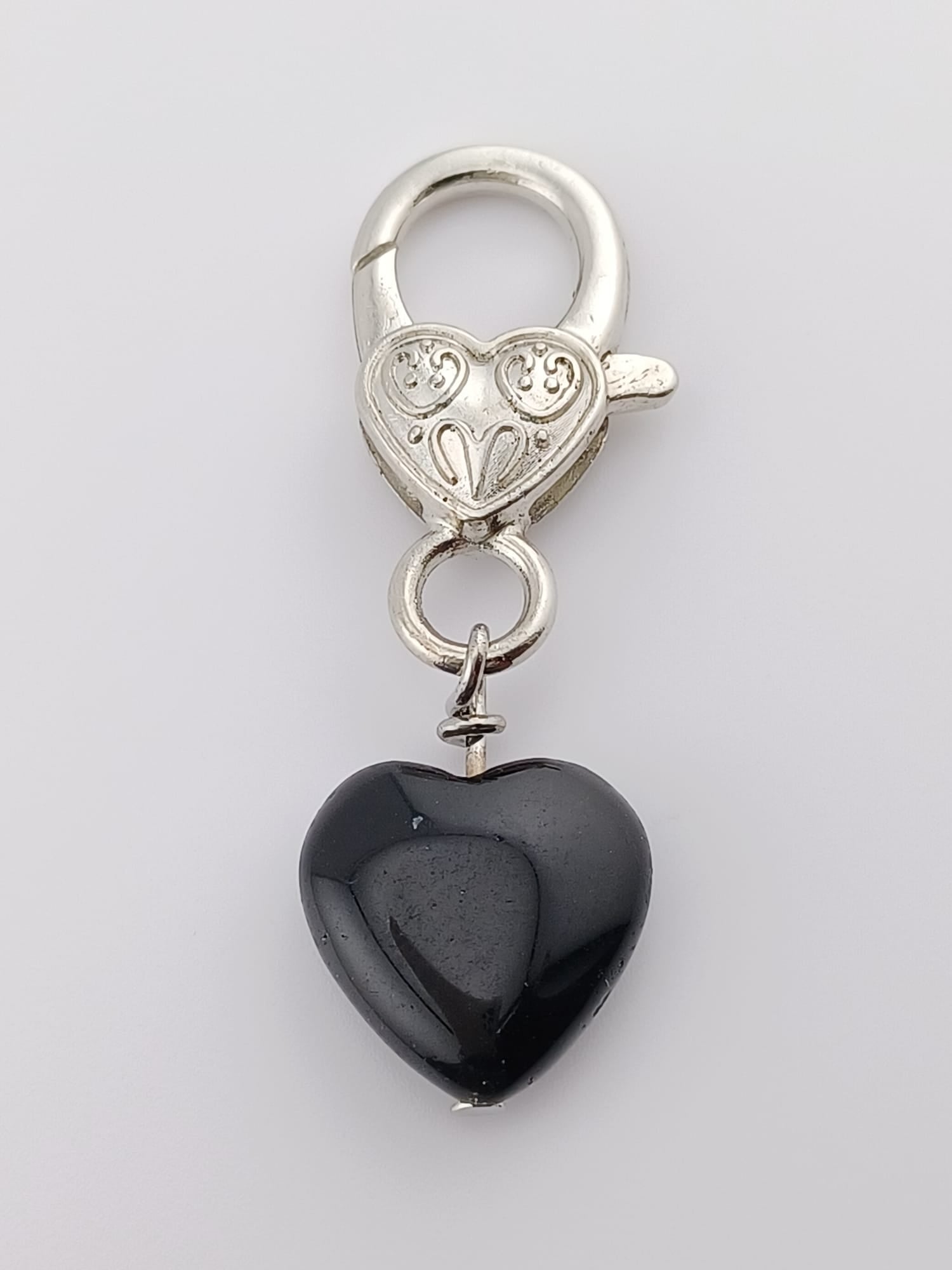 Black Obsidian Heart Crystal Pet Charm