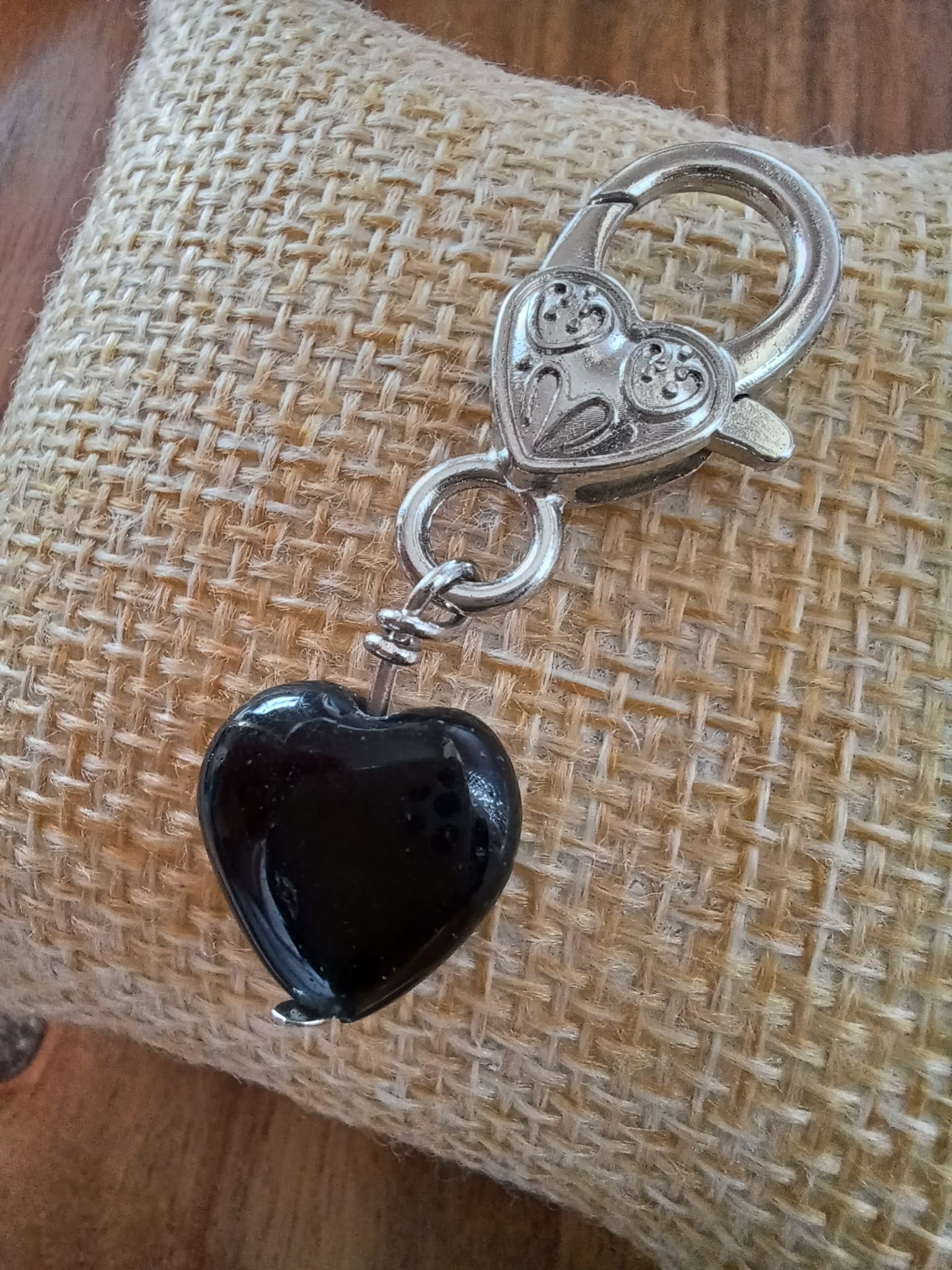 Black Obsidian Heart Crystal Pet Charm