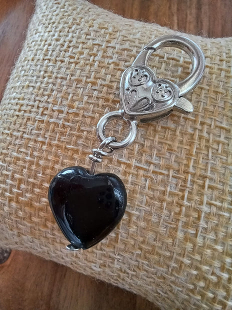 Black Obsidian Heart Crystal Pet Charm