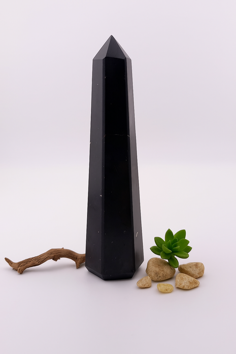 Small Polished Black Tourmaline Crystal Tower