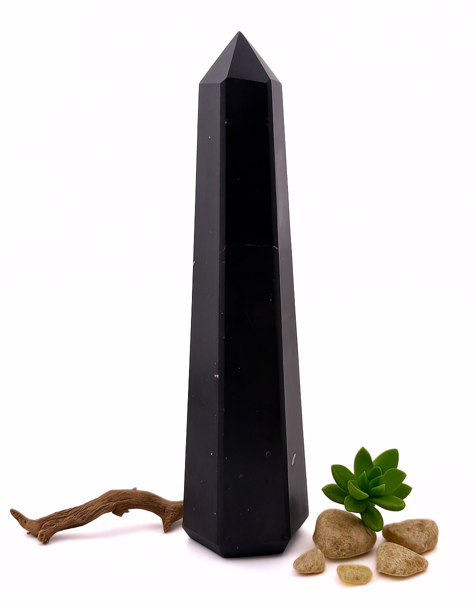 Small Polished Black Tourmaline Crystal Tower