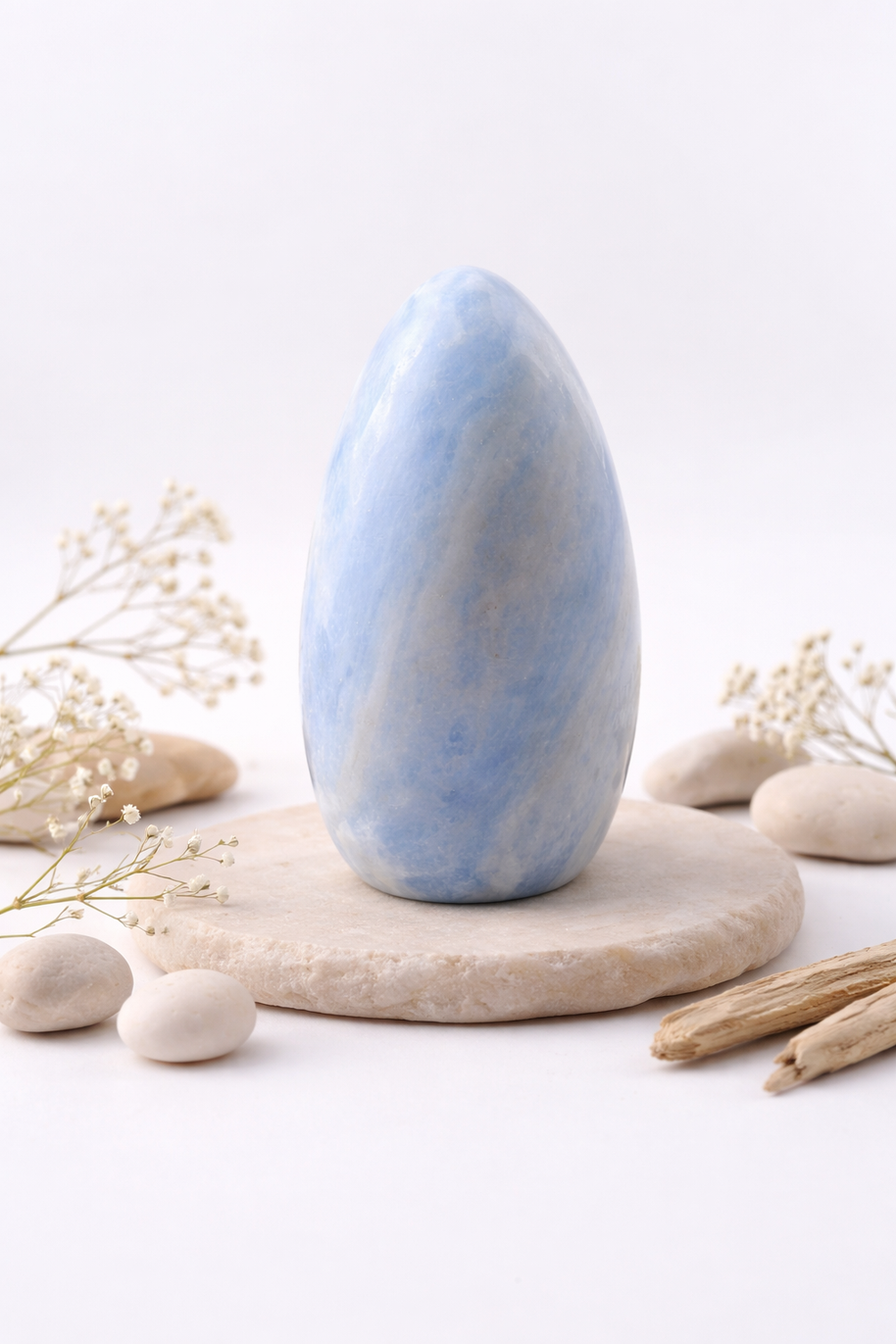 Blue Calcite Crystal Freeform 600-700g
