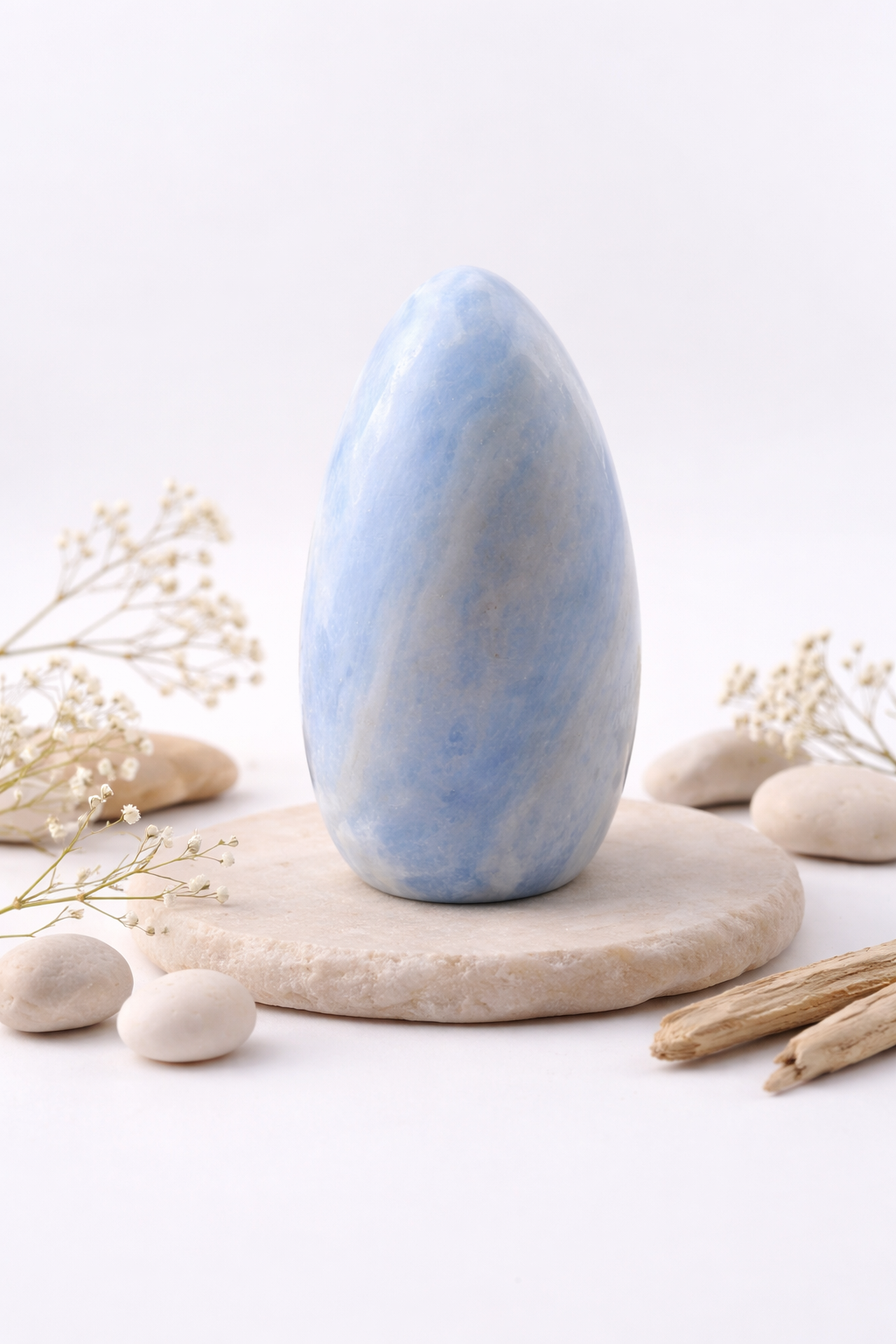 Blue Calcite Crystal Freeform 600-700g
