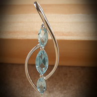 Sterling Silver Double Curve Blue Topaz Pendant Necklace – 18” Trace Chain