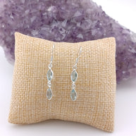 Sterling Silver Double Drop Marquise Blue Topaz Earrings